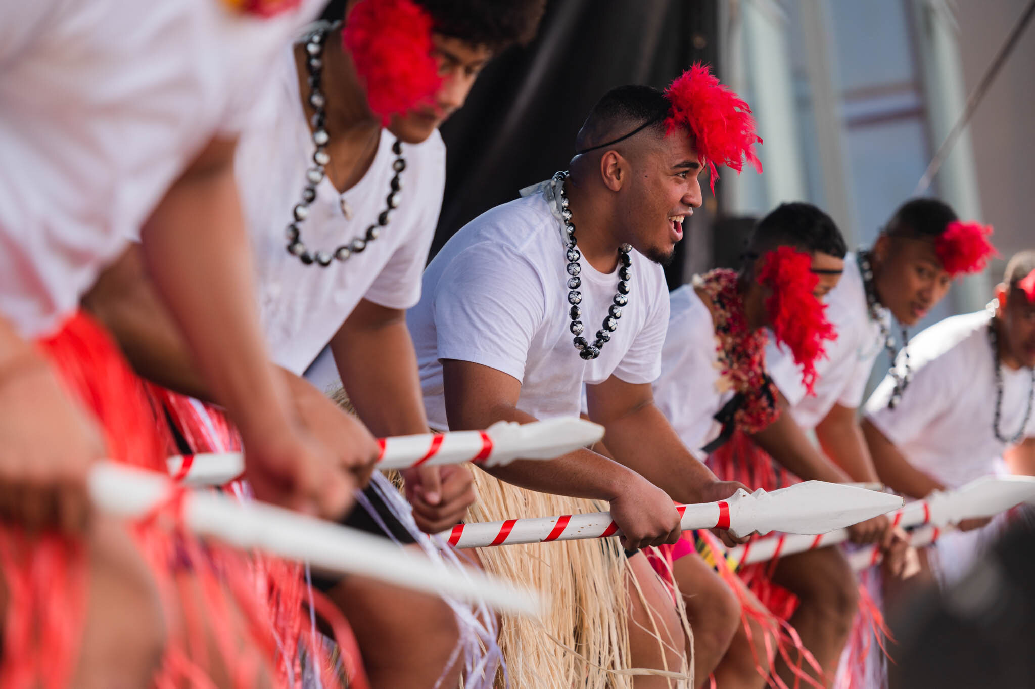 Pacific Island dancers performing on stage